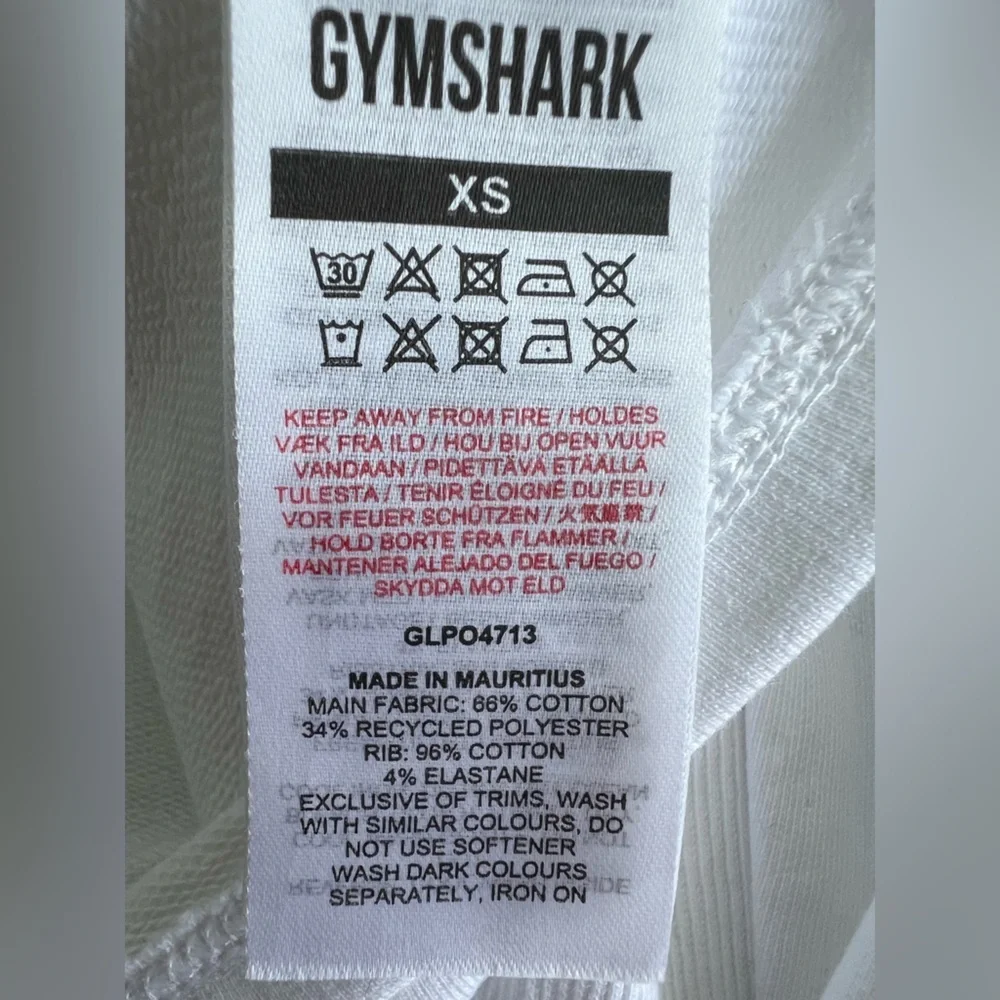 Gymshark Training Cropped Sweater White Athleisure Activewear Women’s XS